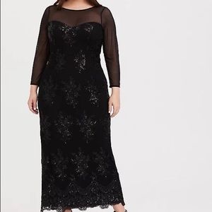 SPECIAL OCCASION BLACK SEQUIN & MESH GOWN